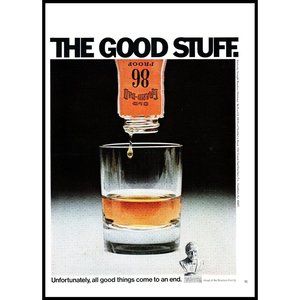 1971 Old Grand-Dad Bourbon Vintage Print Ad Last Drop Bottle Neat Wall Art Photo